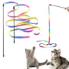 Interactive Cat Rainbow Wand Toys, Interactive Cat Teaser Wand String, Colorful Ribbon for Most Cats and Kittens