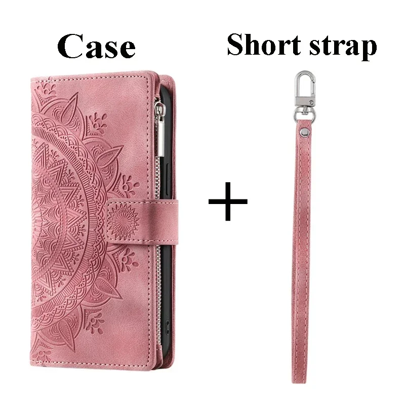 Embossed Leather Flip Case and Crossbody Wallet Bag