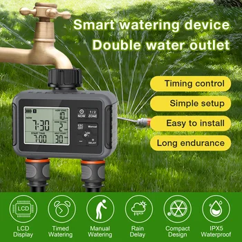 Programmeur d'irrigation automatique, 1/2/3/4 sorties, minuterie d'irrigation automatique, système d'arrosage, arrosage de jardin, écran LCD, maison intelligente 1