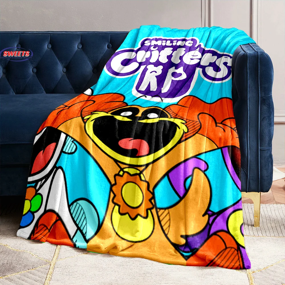 S-Smiling C-Critters Horr0r Game Cartoon Flannel Blanket for Bed Bedroom Sofa Picnic,Throw Blanket for Cover Outdoor Leisure Nap 4