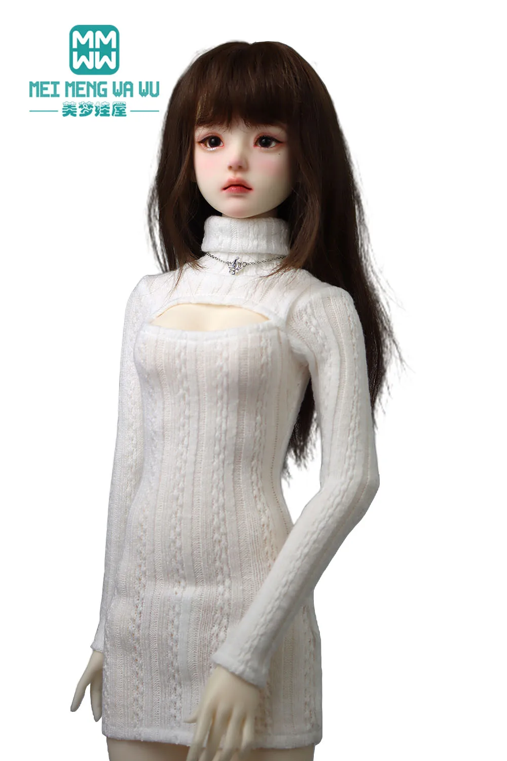 BJD Puppenkleidung für 1/4 1/3 MSD SD DD Spielzeug Gelenkpuppen Mode Twist Rollkragenpullover Kleid Mädchen Geschenk – Detail 6