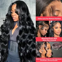Perruques Lace Front Body Wave 13x4 de 34 pouces en cheveux humains, perruque frontale transparente brésilienne 13x6 pour femmes avec baby hair 3