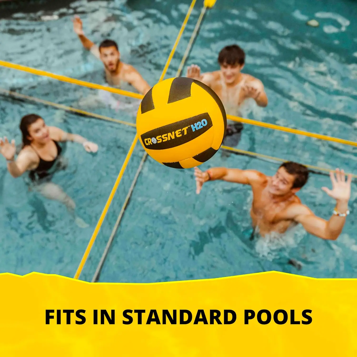 H2O Volleyball Pool Game for Adults and Kids-Four Square Net Pool Game-Quick Assemble & Portable Volleyball Set f