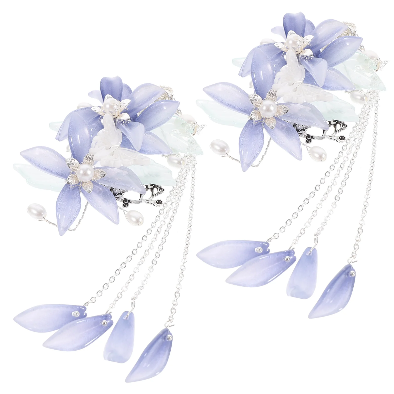 

Flower Tassel Hairpins Chinese Style Hair Barrettes Weeding Bride Headwear Hanfu Hair Accessories Women Girls