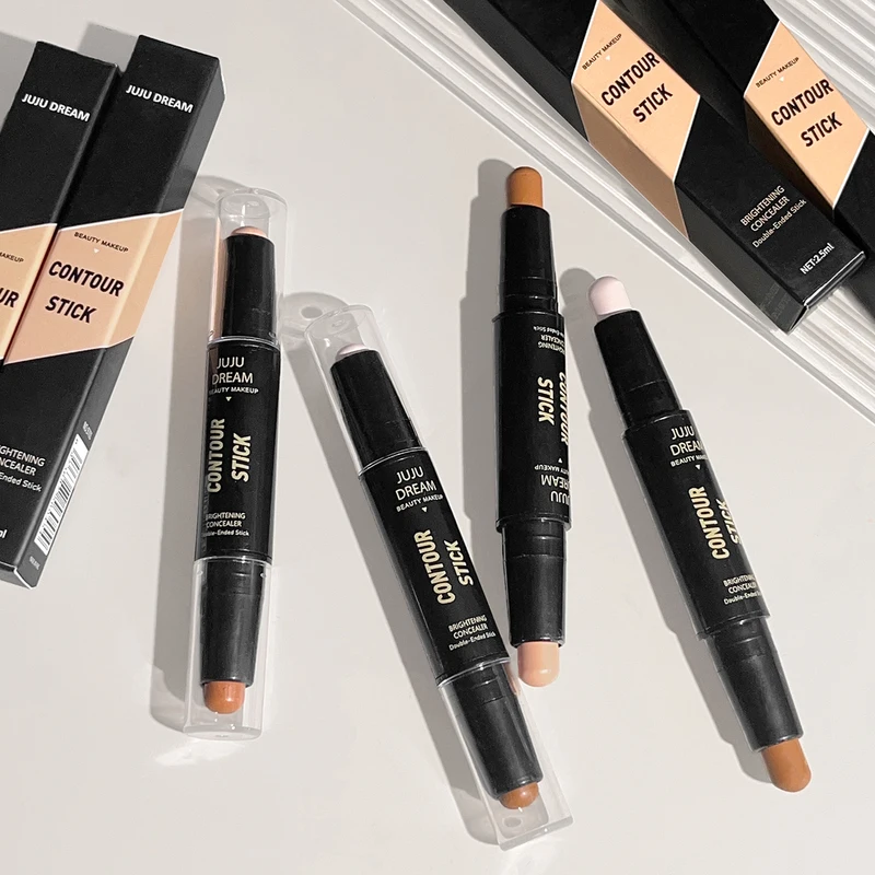 Dual-ended contour stick, facial foundation, concealer,