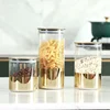 Golden Glass Sealed Can Coffee Bean Storage Container Snack Dried Fruit Storage Tank Metal Cover Home Kitchen Storage Ornaments 4