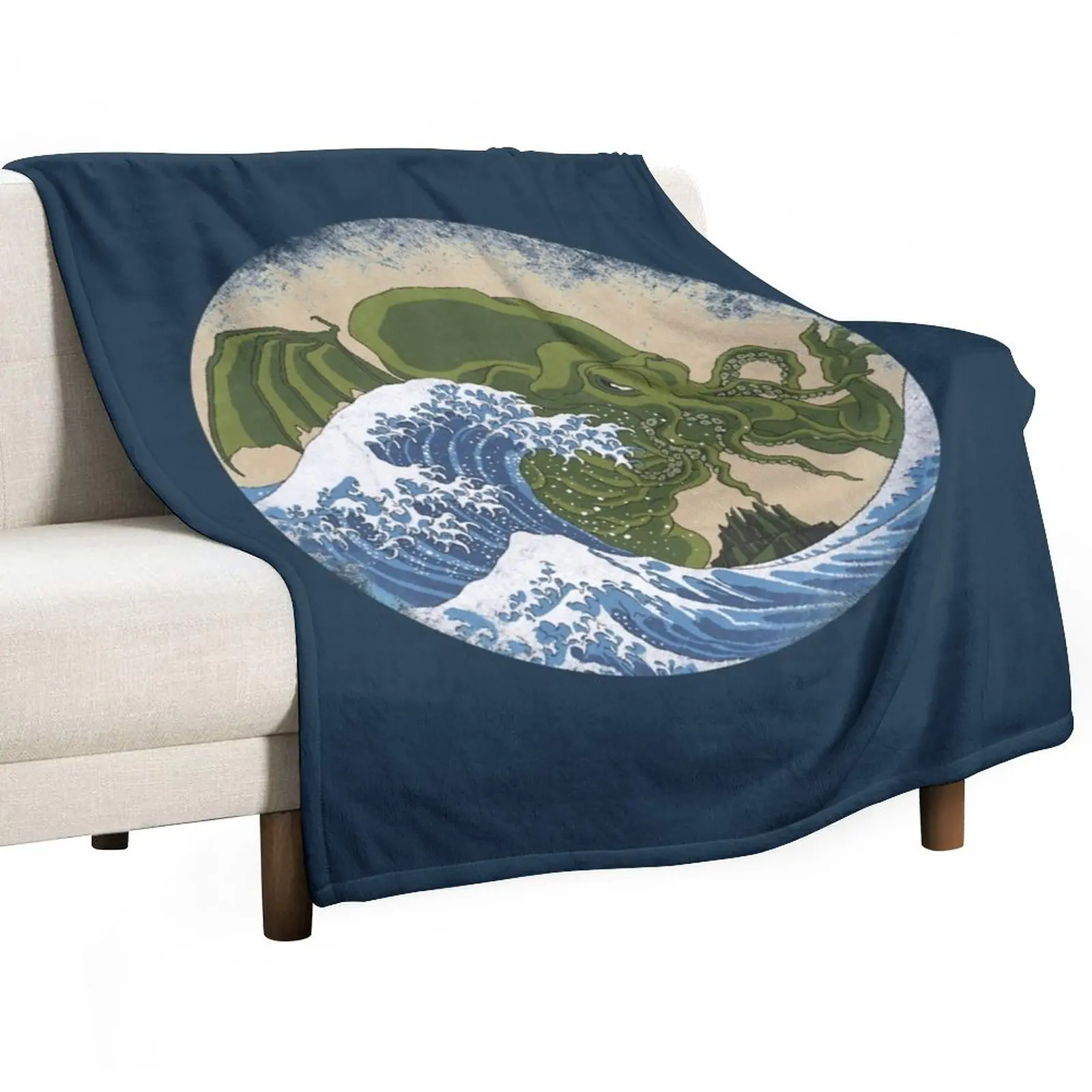 

Hokusai Cthulhu Throw Blanket Large Blanket Decorative Sofa Blankets