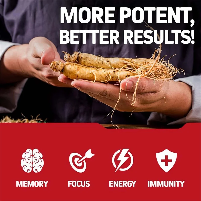 Ginseng Supplement Korean Red Panax Ginseng Supplement Increases Energy Strength Vitality Performance Focus