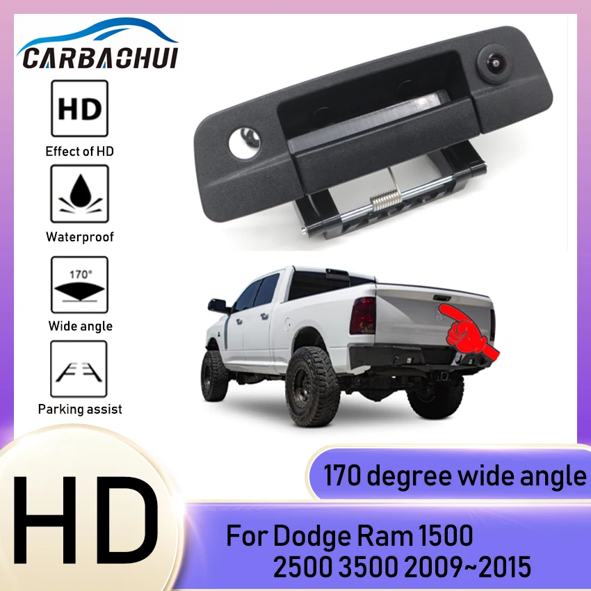 

Car Tailgate Handle Backup Rear View Cameras With New Casing Line Fits For Dodge Ram 1500 2500 3500 2009 2010~2013 2014 2015