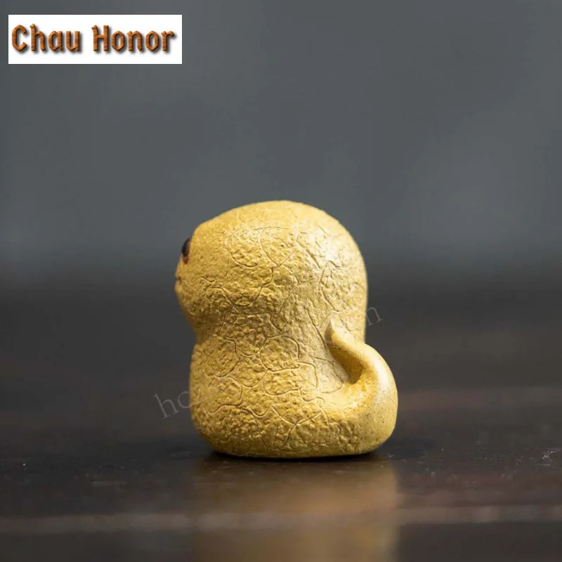 Chinese Purple Clay Tea Pet Zodiac Snake Baby Tea Figurine Ornaments Handmade Sculpture Crafts Chinese Tea Set Decor Accessories