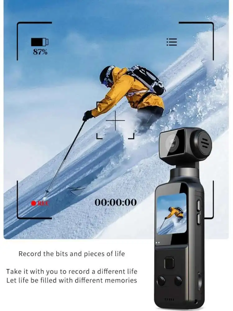 Action camera generica 4K con obiettivo rotante a 270°, telecamera tascabile portatile per ciclismo all'aperto