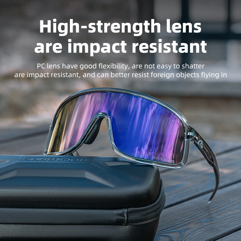 ROCKBROS Cycling Glasses Lightweight Polarized Photochromic Glasses UV400 Sun Protection HD View Large Frame MTB Bicycle