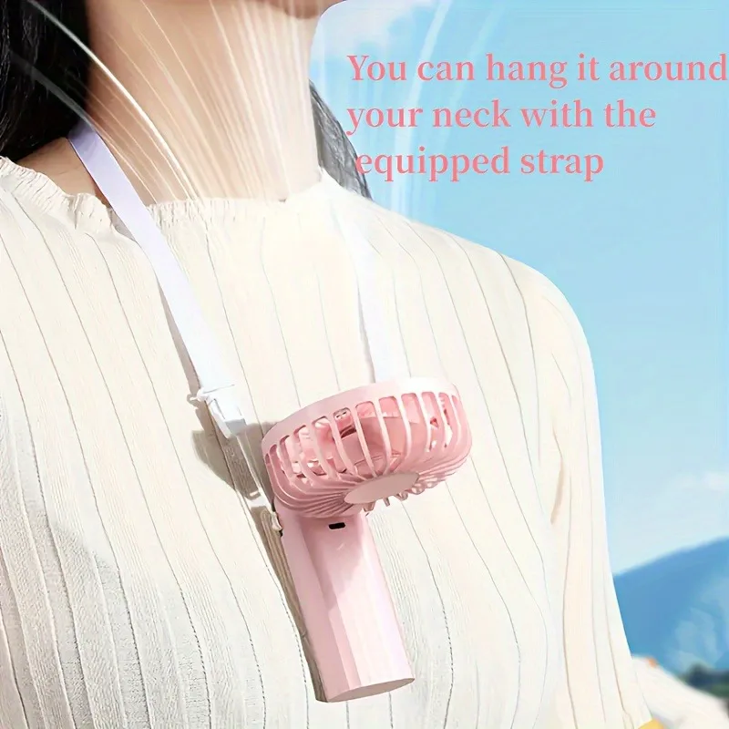 Handheld Folding or String Neck-hanging Small Fan USB Charging Small Fan Handheld Portable Fan Displaying Battery Capacity 5 Sabda37f7a8b842d982393d647498a3fas