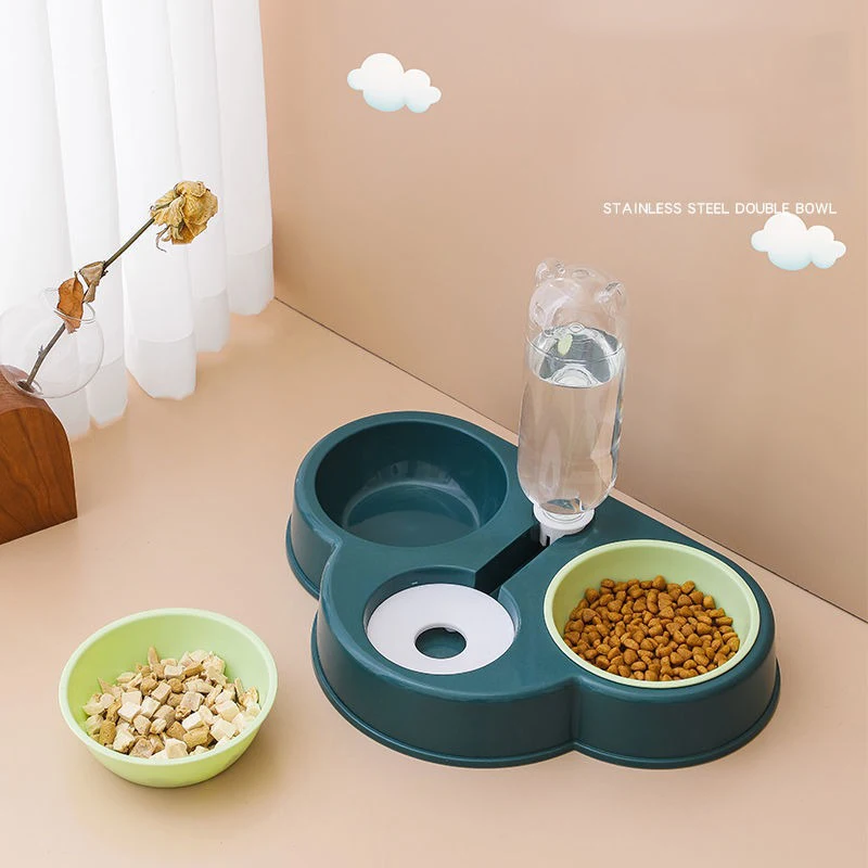 Title 2, Pet Cat Bowl Automatic Feeder 3-in-1 Dog Cat Fo...