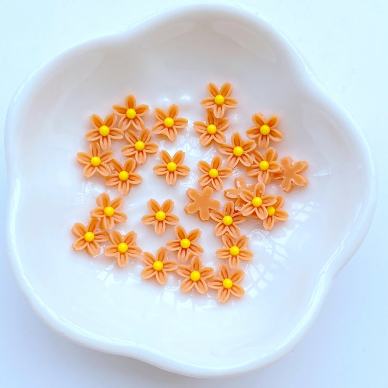 200 Stücke Neue Nette Mini 8mm Blume Flache Rückseite Harz Nagel Verbesserung Schmuck Handwerk Dekoration Zubehör – Detail 3