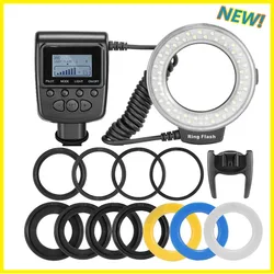 RF-550D 48pcs Macro LED Ring Flash Bundle with 8 Adapter Ring for Canon Nikon Pentax Olympus Panasonic DSLR Camera Flash HD130