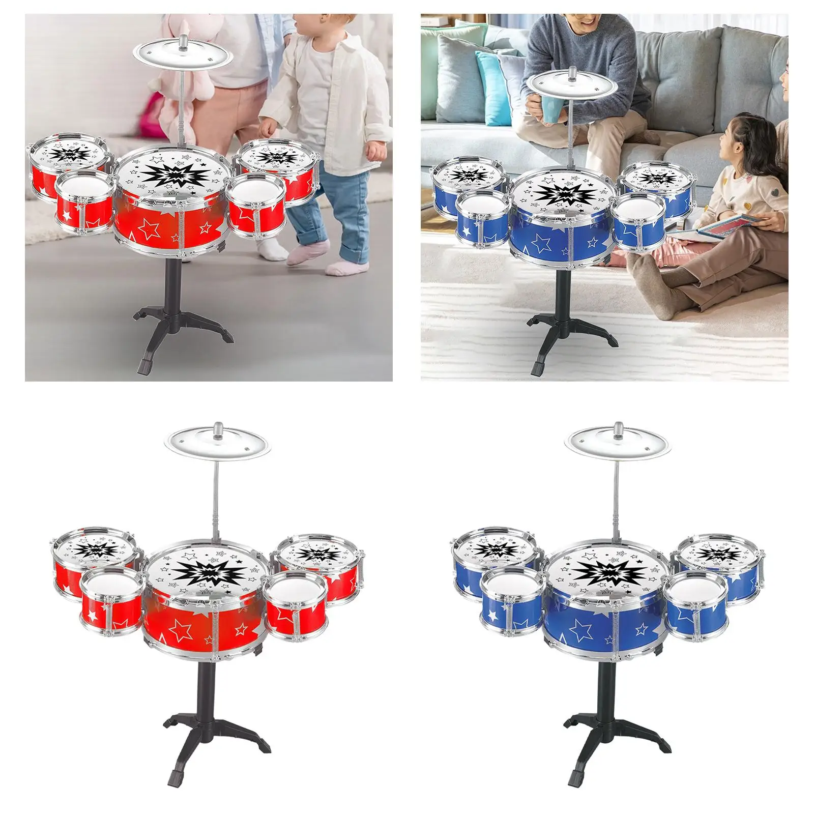 Kids Drum Kits Musical Percussion Instruments Preschool Learning Toy Music Enlightenment Mini Drum Set Simulation for Boys Kids Preschool Children Gifts
