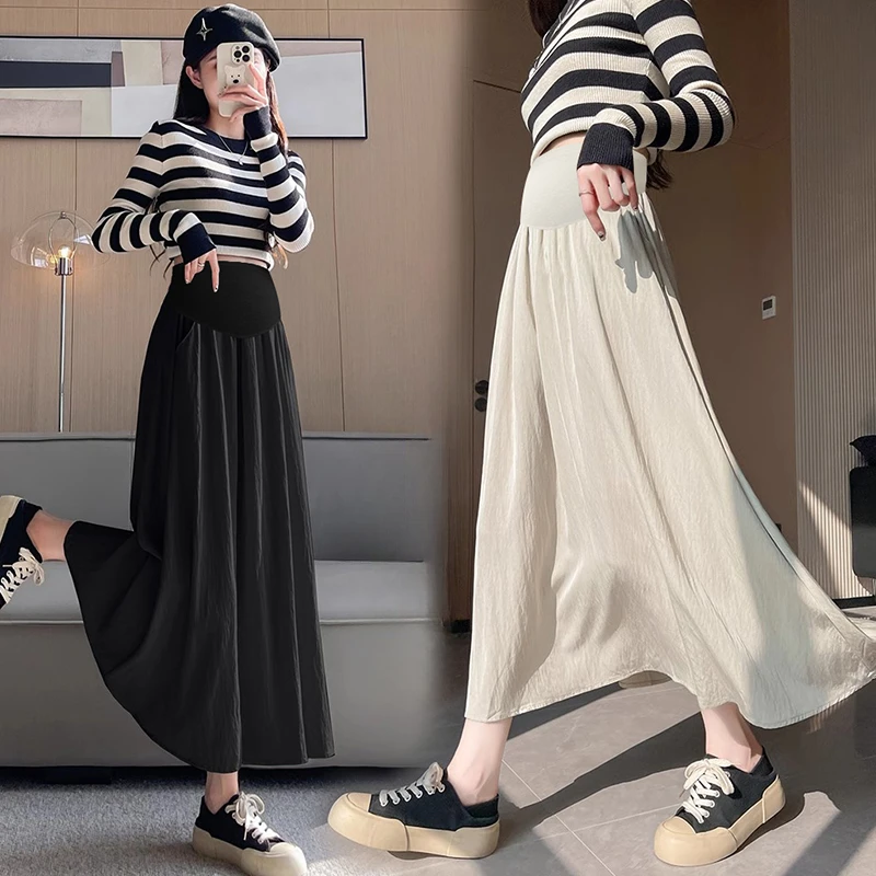 Pregnant Woman Summer Long Skirts High Waist Large Hem Maternity Belly Skirt Umbrella Skirt