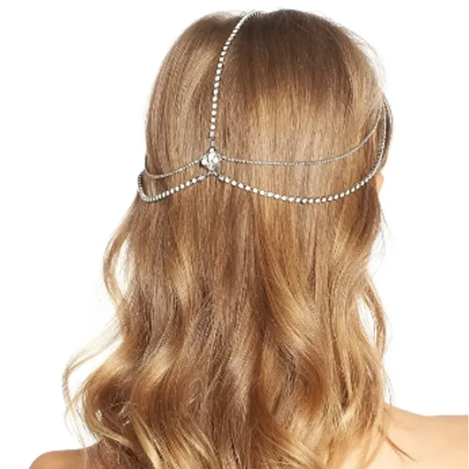 Catena Per Capelli Con Strass STONEFANS - Accessorio Da Sposa Oro Con Cristalli - Copricapo Regolabile Per Matrimonio, Festa, Ballo - Con Scatola Regalo