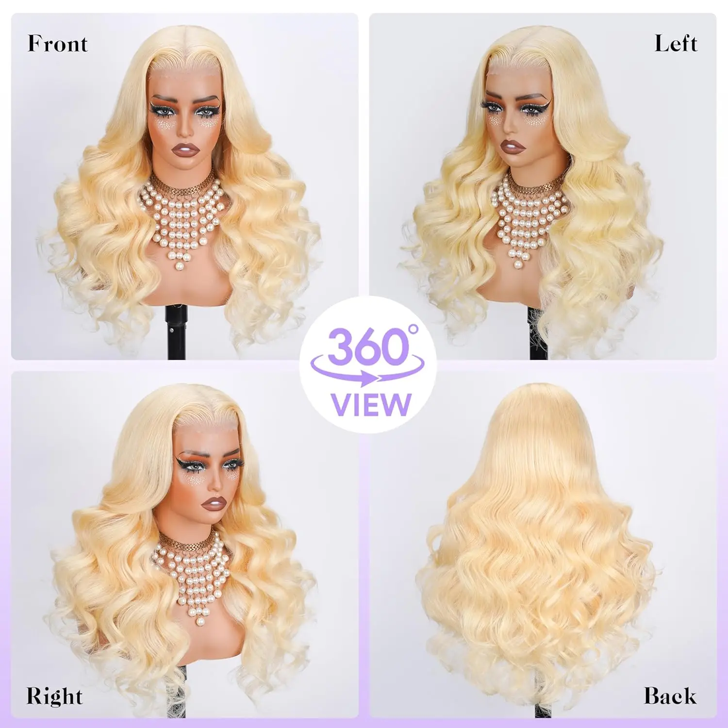613 13x6 Lace Front Wig Human Hair 26 Inch Blonde Wig Human Hair 200% Density Body Wave Lace Front Wigs Pre Plucked