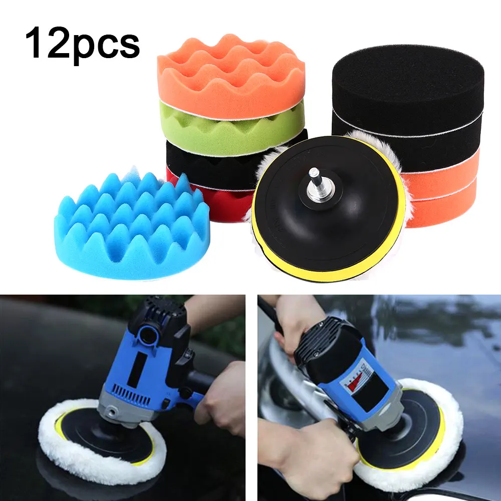 12pcs 5 Inch Polishing Pads Set Sponge Universal Reusable Polishing Waxing Buffing  Kit Car Detail Foam Polisher Attachment for - AliExpress