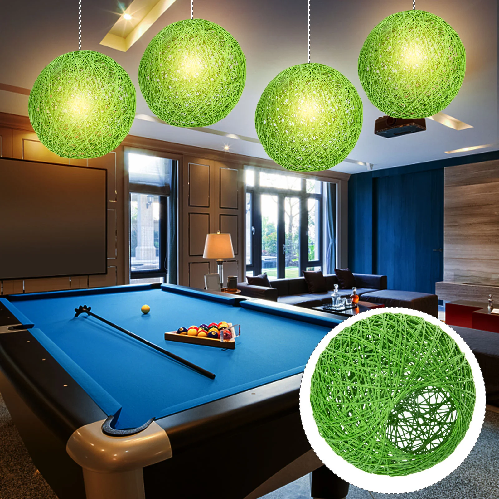 

Plug Pendant Light Hanging Lights Woven Boho Wicker Basket Lamp Shade Plug Ceiling Light Fixture Kitchen Farmhouse Bedroom Green