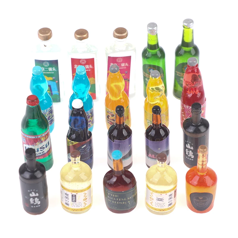 Juego En Miniatura De Botellas De Vino Y Zumo, Tante De Madera Para Vasos, 1:12, Modelo De