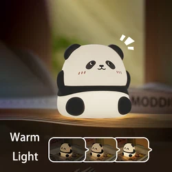 Cartoon Silicone Capybara Sleep Lamp - Rechargeable LED Night Light, Cute Colorful Bedside Decor for Children, Ideal Holiday Gift (Panda - Warm Light)