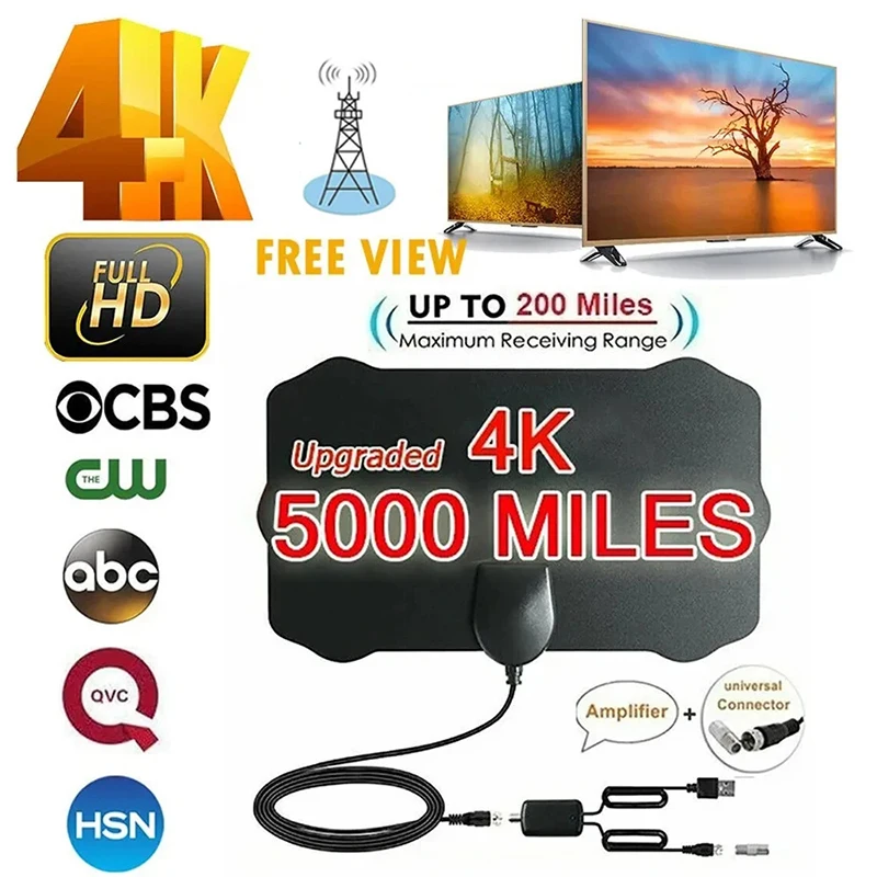 

2024 New 4K 8K Indoor Digital TV Antenna HD HDTV Antena DVB-T/T2 DVBT2 Cable TV Antena 500Miles UHF VHF DTV Antennas Aerial