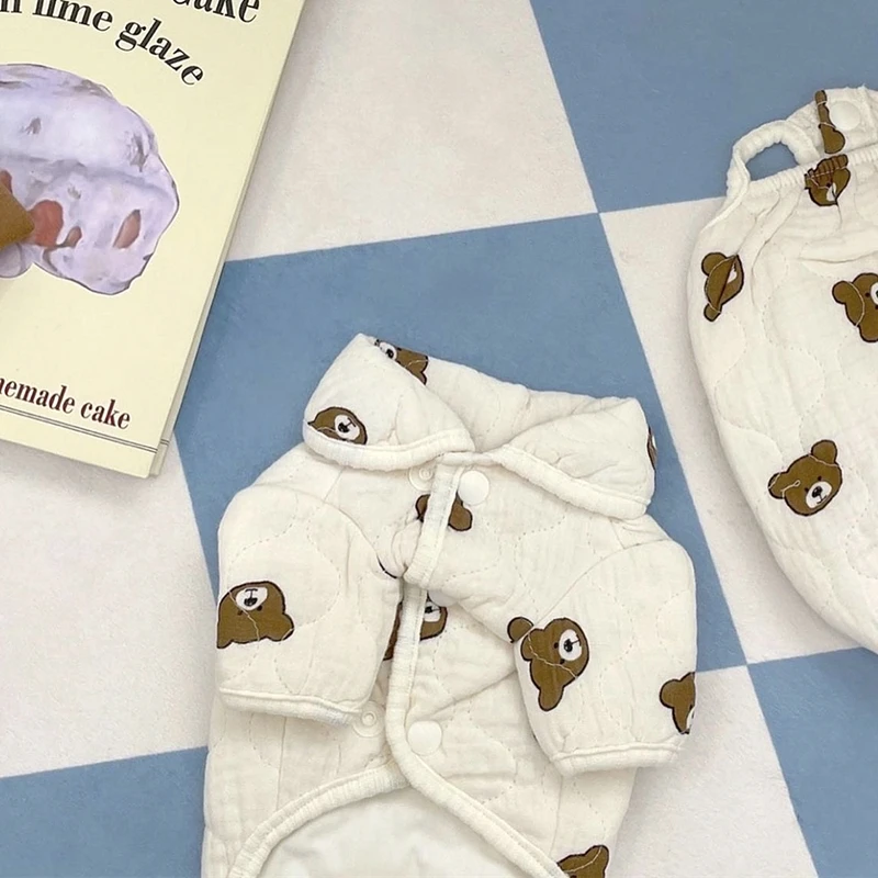 Winter Thickened Dog Clothes Teddy Warm Cotton Clothes Dog Cartoon Small Pomeranian Soft Legged