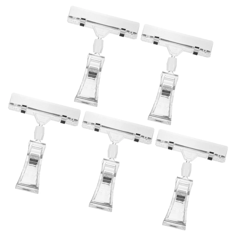 

5 Pcs Labels Display Stand Multi-use Price Clips Sign Rotatable Signs Merchandise Holders Clear Food