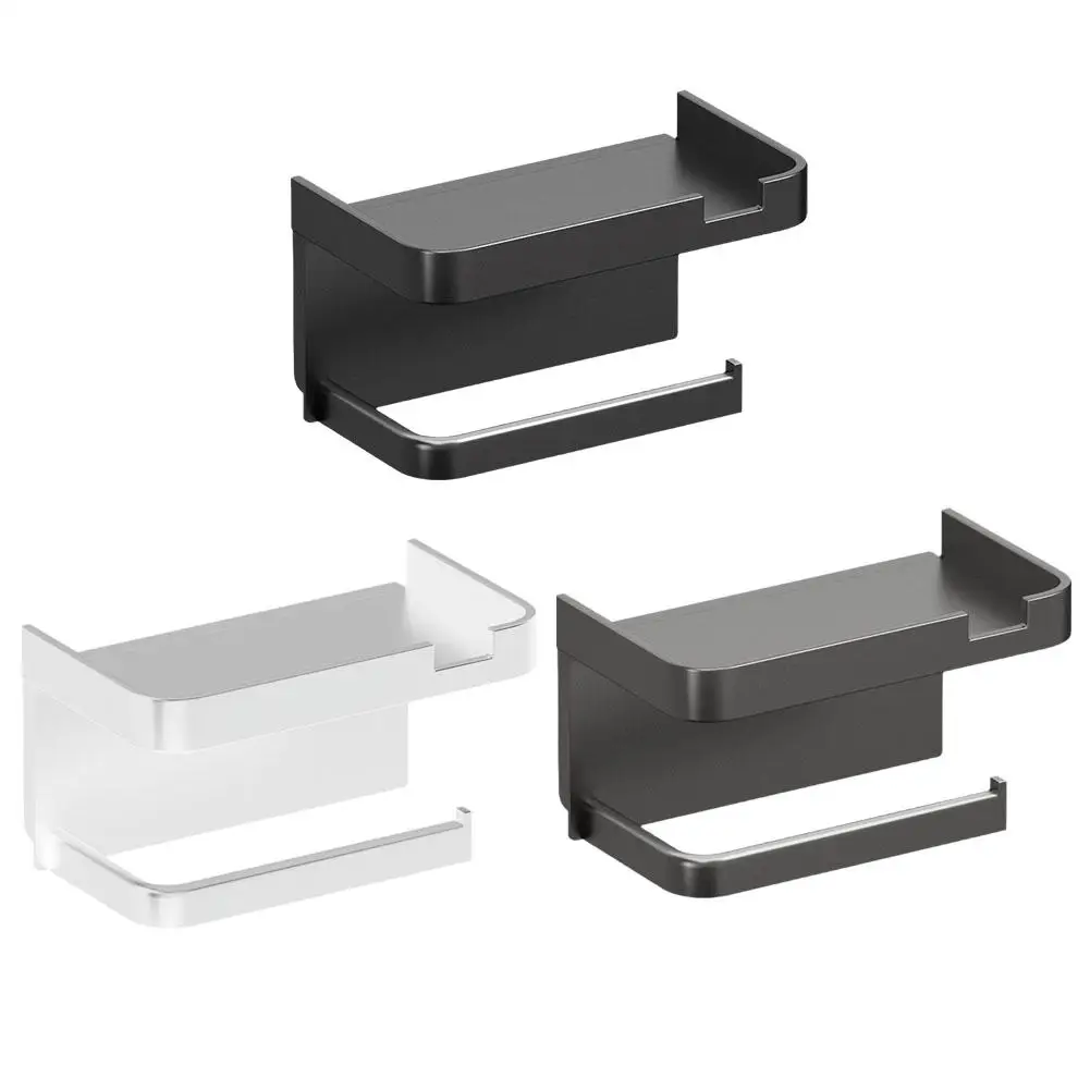 Wall Mounted Toilet Paper Holder Rustproof Thickened Plastic Storage Rack For Bathroom Kitchen 2 In 1 Toilet Paper Roll Holder