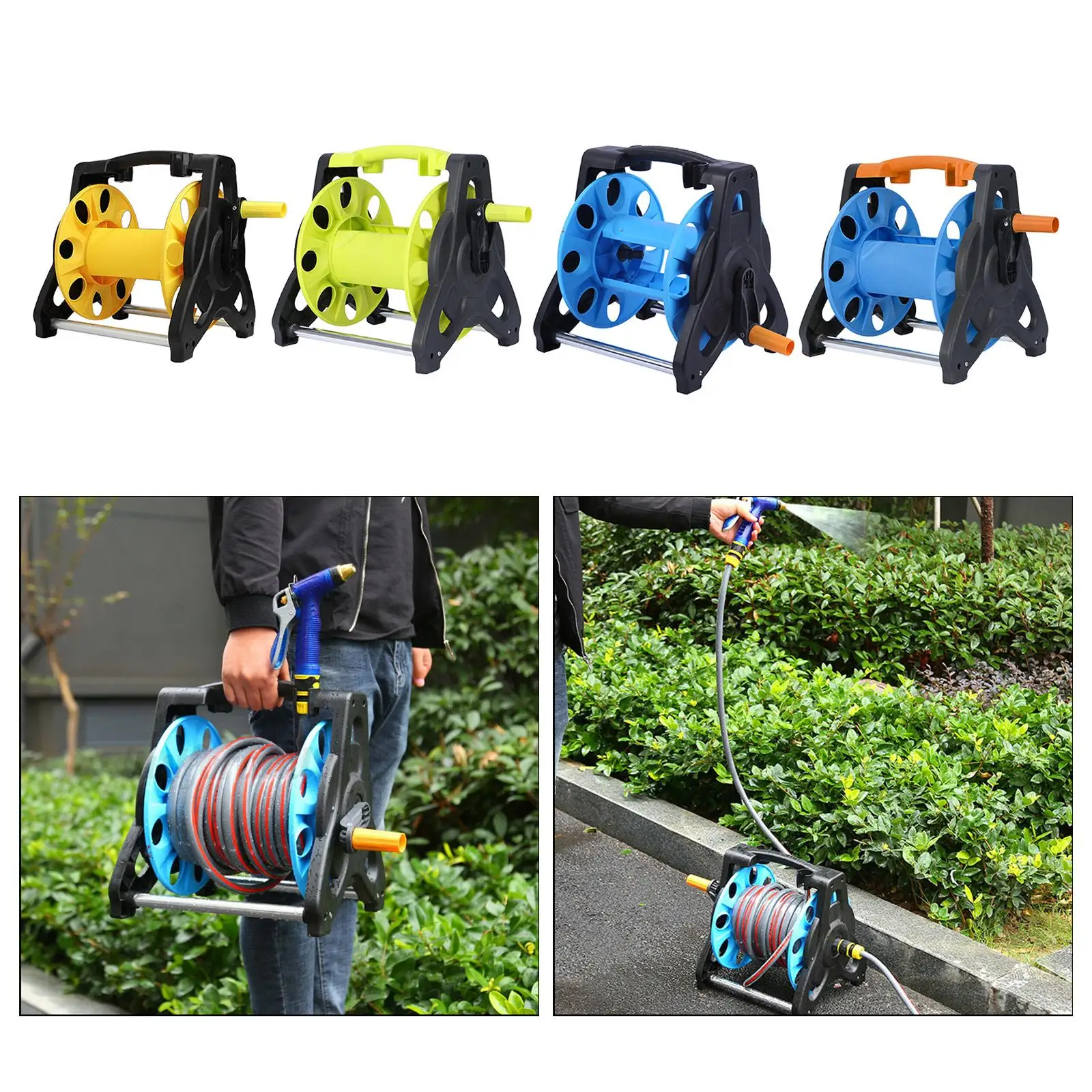 Hand Crank Garden Hose Reel Cart Storage Rack Holder Winding Pressure Washer