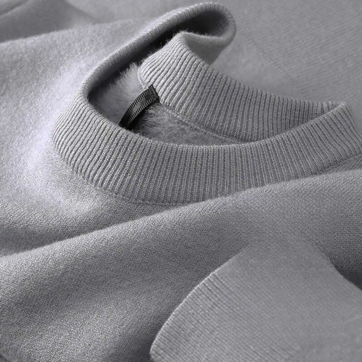 Pulover bărbătesc din catifea, călduroasă, cu guler rotund, îngroșat, strat interior slim fit, pulover de bază tricotat pentru bărbați, toamnă_voghion.com