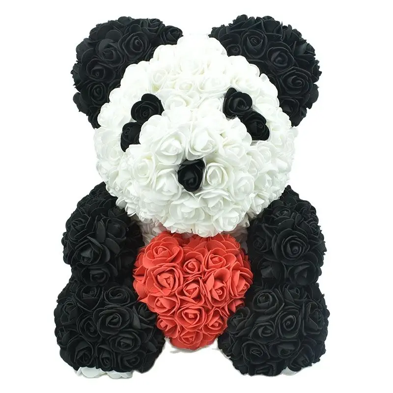 

40cm China Rose Panda Rose bear With Red Heart Flower Decoration Valentines Day Mother Day Gift