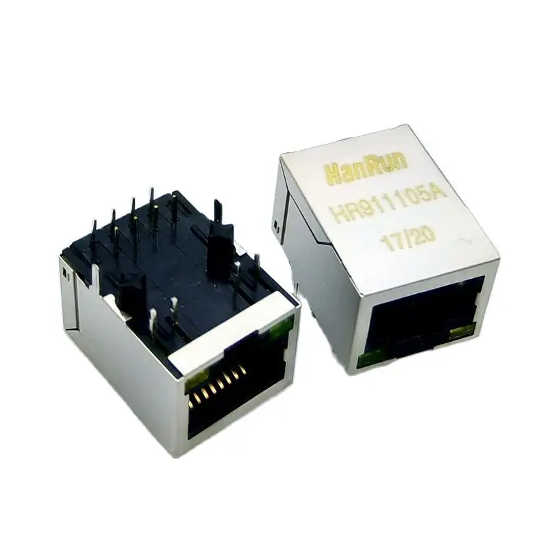 Hanrun Pcb Montagem Adaptador de Rede Conector Rj45 Transferência de Dados com Lâmpada Soquete Rj45 Hr911105a Pcs por Lote