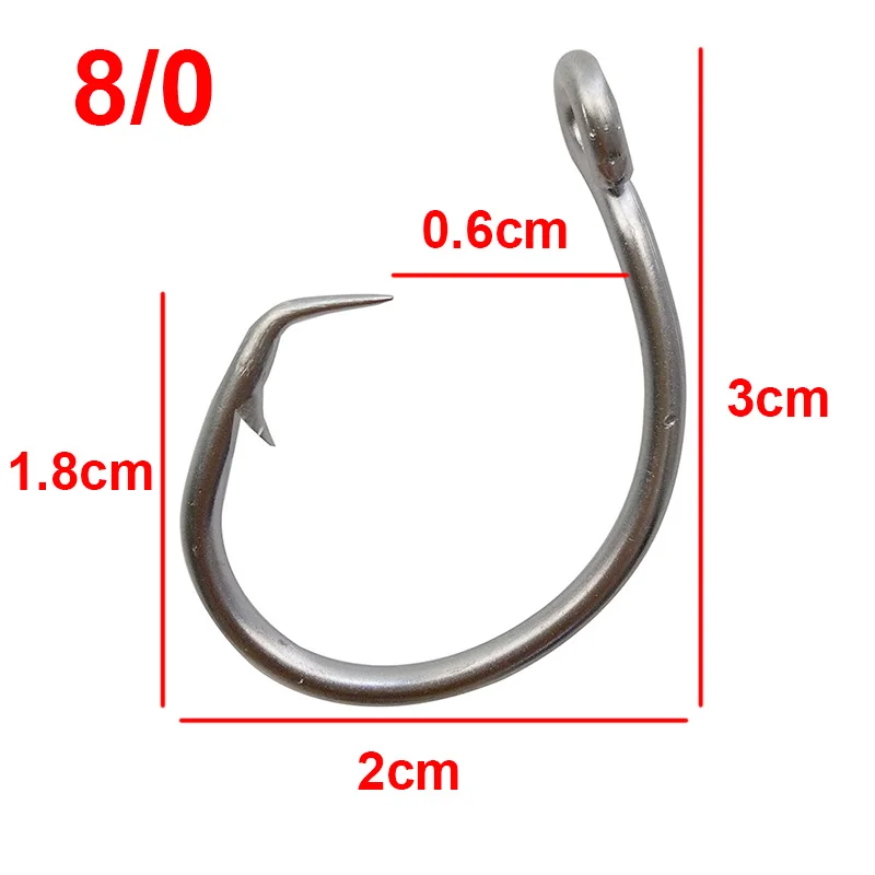 40pcs 39960 Stainless Steel Fishing Hooks White Thick Tuna Circle Bait  Fishing Hook Size 8/0 9/0 10/0 11/0 12/0 13/0 14/0 15/0 - AliExpress