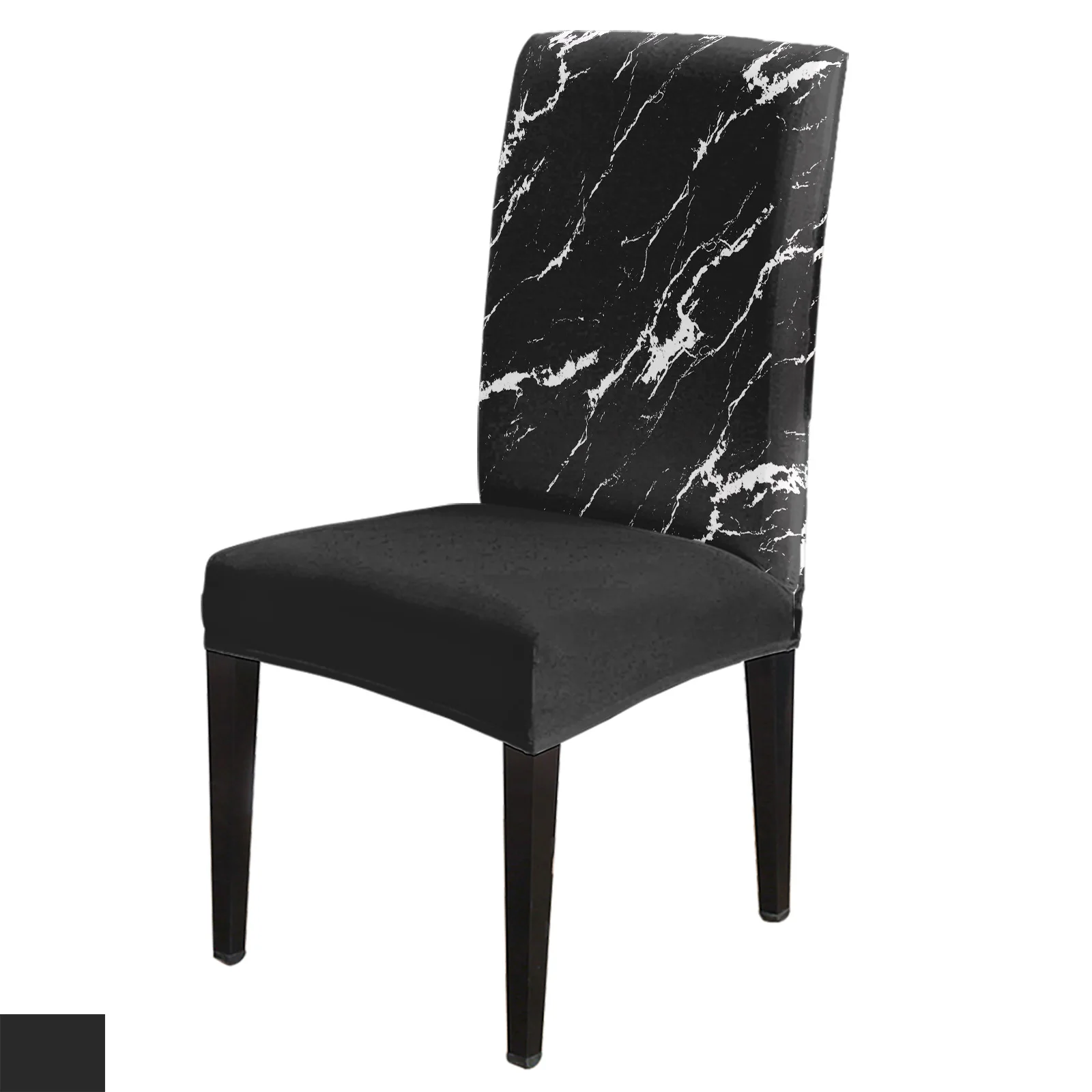 

Black Concrete Crack Dining Chair Cover Kitchen Stretch Spandex Seat Slipcover for Banquet Wedding Party