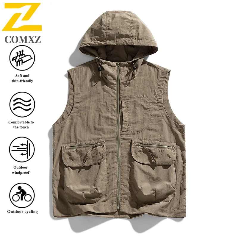 Summer Outdoor Vest Waterproof Windproof Camping Hiking Fishing Streetwear Men Lightweight Tactical Sunscreen Leisure Jacket