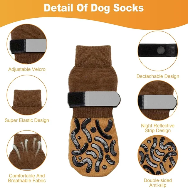 Anti-Slip Big Dog Socks to Prevent Licking Paws for Hardwood Floors Paw Protectors Traction Control for Large Dogs Indoor 6