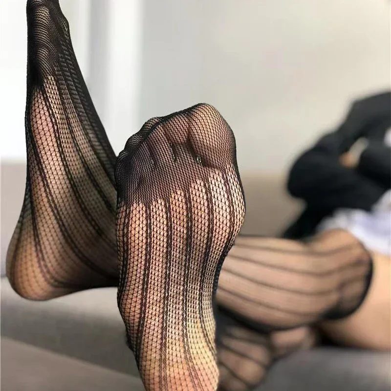 

Net Celebrity Summer Thin Style Socks Temptation Men's Sexy Mid-tube Socks Calf Socks Anti-hook Silk Lozenge Thin Leg Sock Jk