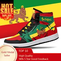 Rastafari Lion of Judah Premium High Tops Basketball Sneakers Print Design Woman Man Holiday Party Matching Custom Dropshipping 1