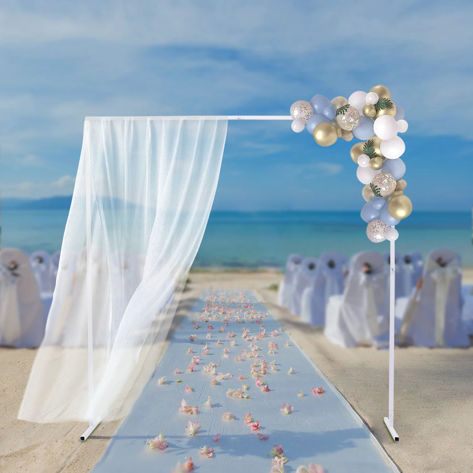 6.6ft Square Metal Wedding Arch Stand Backdrop Rack Garden Arbor for Party Wedding Decoration Indoor and Outdoor