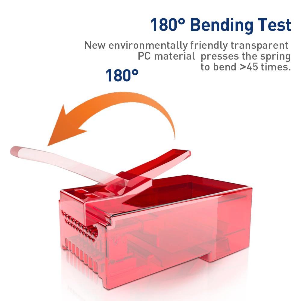 Natalink RJ45 CAT6 CAT5e Pass Through Connector Modular Plug 8P8C Crystal End Gold-Plated Solid or Stranded UTP Network Cable image 3