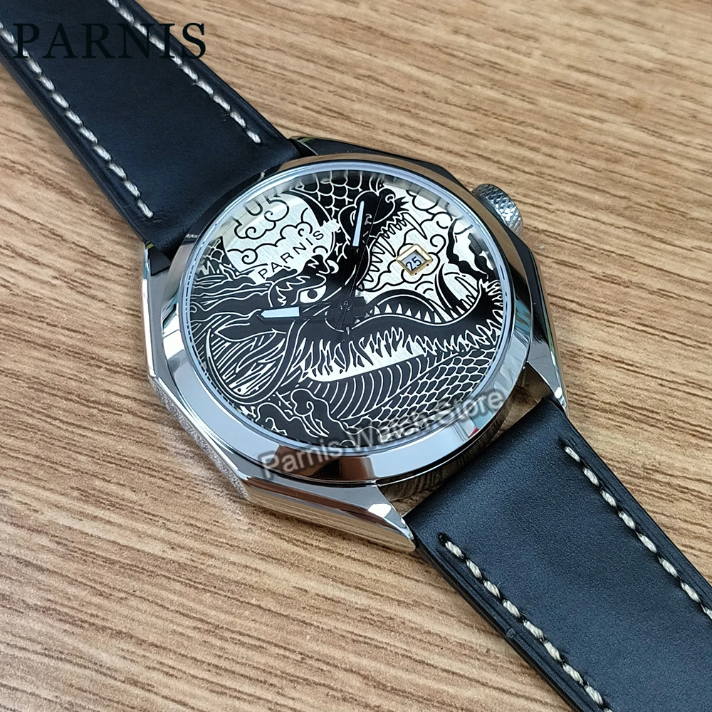 

Мужские механические часы Parnis 43 мм Miyota с автоматическим механизмом, наручные часы с сапфировым стеклом и циферблатом для рисования даты, подарок
