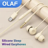 OLAF Type-C/3.5MM Silicone Sleep Wired Earphones In-ear Handsfree With Cable Headphones With Mic Earbuds In-line Control Headset 1