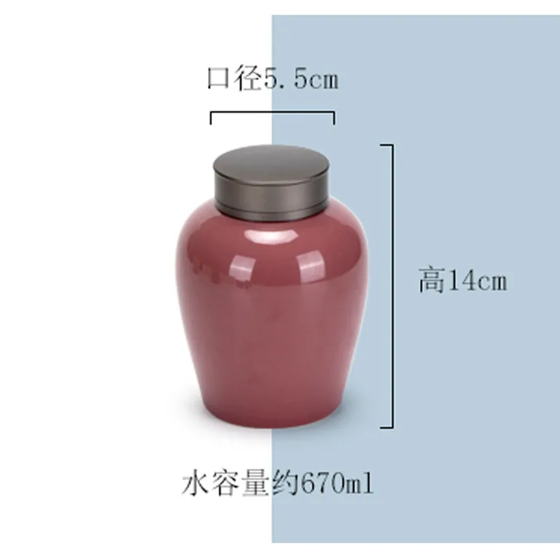 Description Picture 5 of itemEuropean-style Light Powder Enamel Sealed Cans Alloy Cover Ceramic Storage Tea Household Candy Food Containers