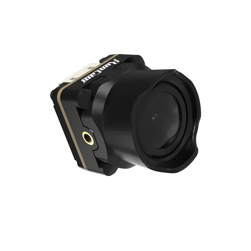 Vue arrière de la caméra FPV avec connecteurs et support de montage, idéale pour course freestyle.