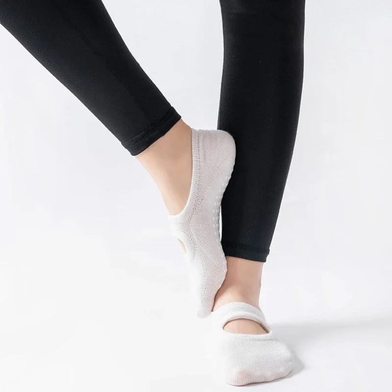Silicone Non-slip Yoga Socks Women Large Size Backless Breathable Sports Socks Solid Color Cotton Invisible Floor Pilates yoga socks