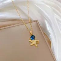Light Luxury Titanium Steel Star Series Necklace for Women Gold Color Planet Moon Astronaut Pendant Necklaces Jewelry Gifts 2